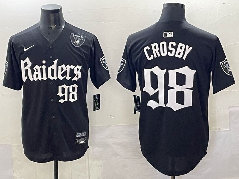 Men 2025 Oakland Raiders 98 Crosby Black 6th generation Joint Name Nike Limited NFL Jersey style 07